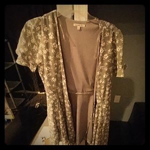 Olive and white floral cross tie dress